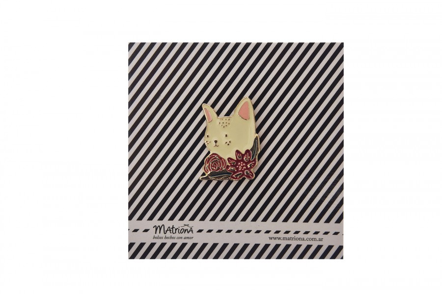 Pin Gato con Collar Floral