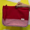 Necessaire Barquito base rayado rojo y crudo/ rojo